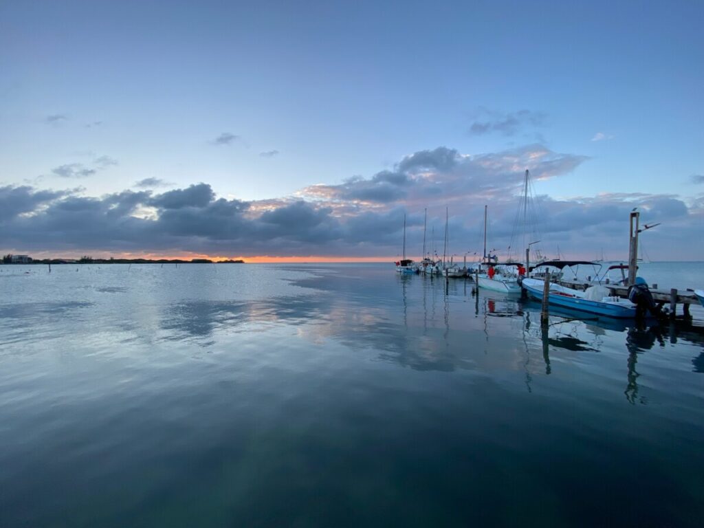 Sunset from Pelican Sunset Bar, the best place to watch the sunset in Caye Caulker