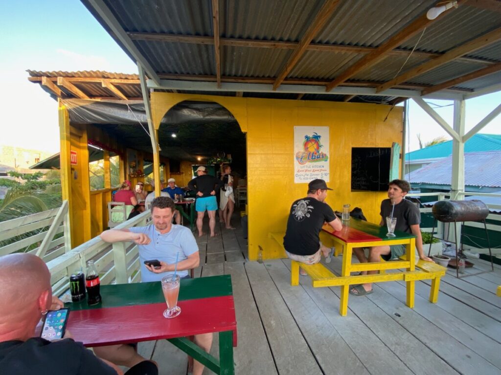 The deck at Elba's Little Kitchen, Caye Caulker