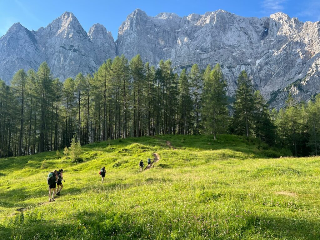 Hikers in an open field