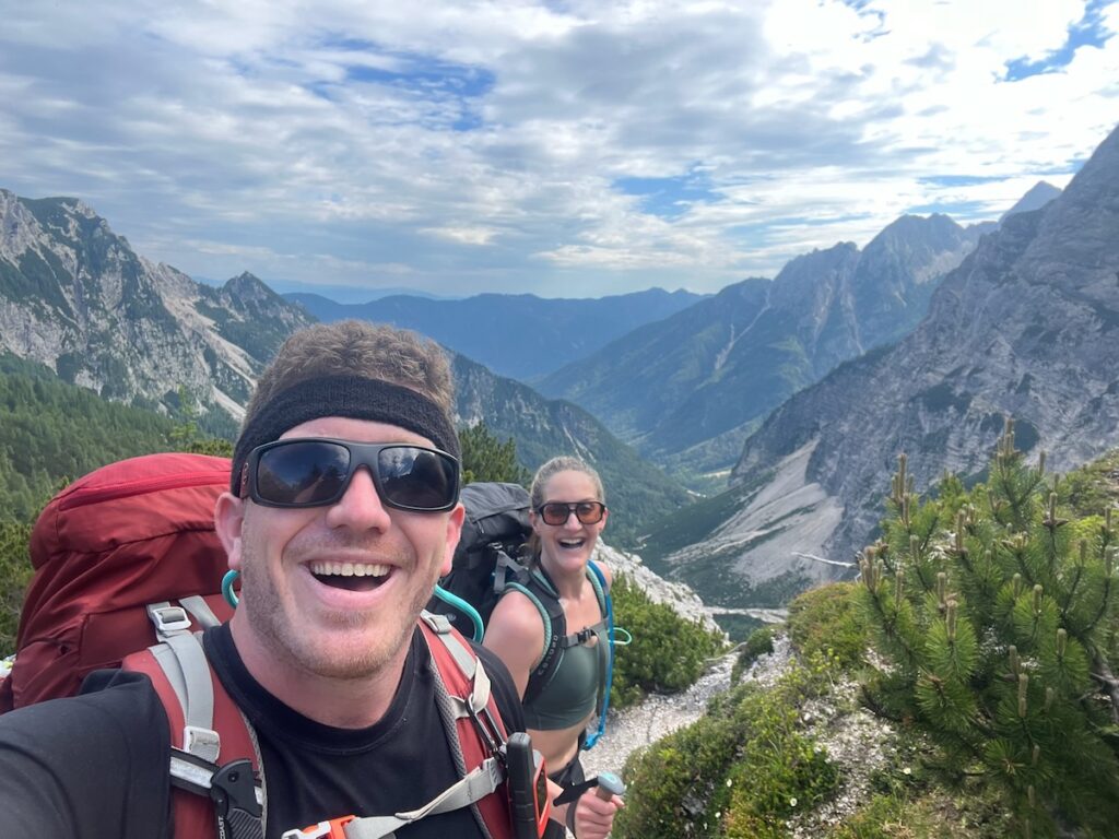 Posing with the mountains in the background