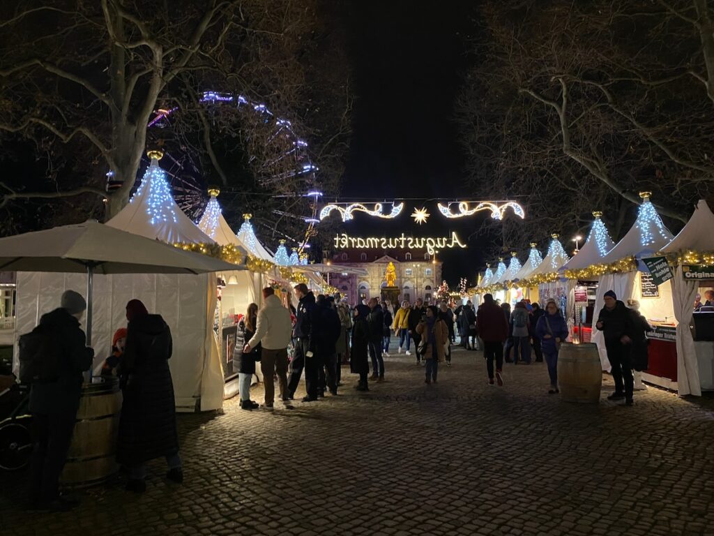 The Augustusmarkt in Dresden at night