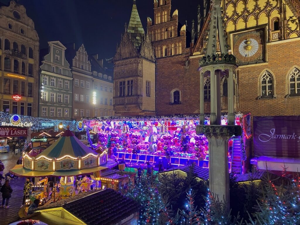 Wroclaw Christmas market from above