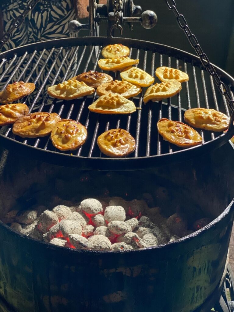 Mountain cheese grilling at the Poznan Christmas market