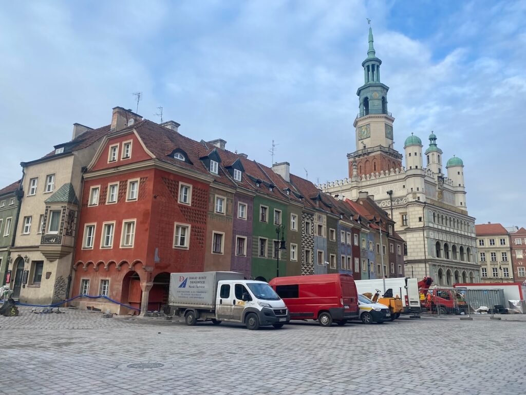 Poznan old town square under construction