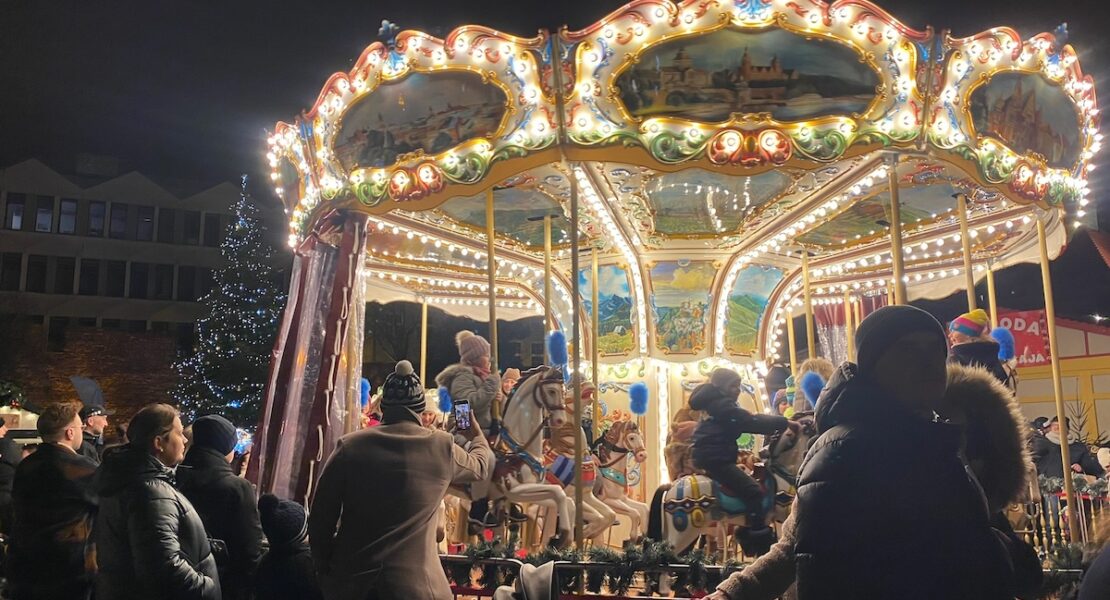 The carousel at the Gdansk Christmas market