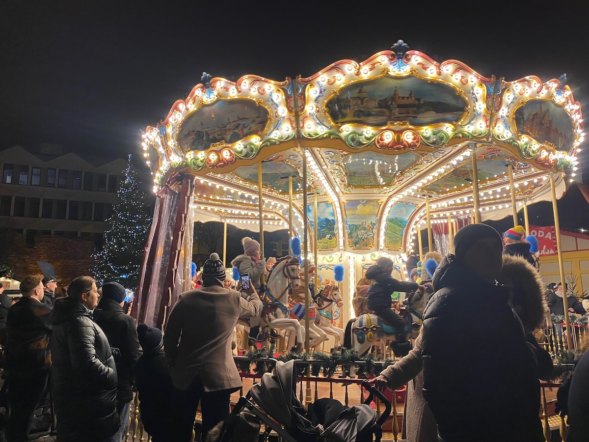 The carousel at the Gdansk Christmas market